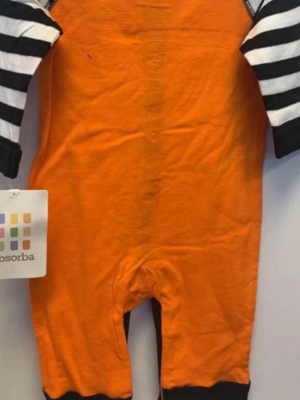 Absorba Orange and Black Striped Sleeve Halloween One-Piece